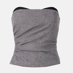 Reformation Haylee Top, Black and White Checkered Gingham Print, Size 2